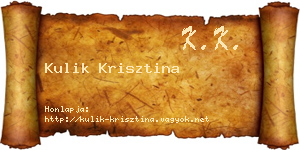 Kulik Krisztina névjegykártya